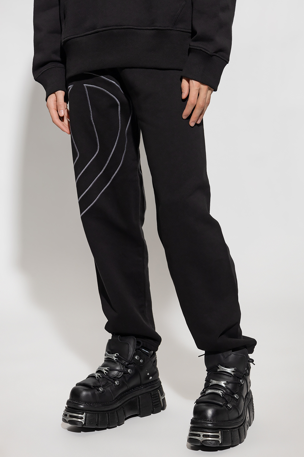 logo-print cotton track pants Grigio - MARKY - Black 'P